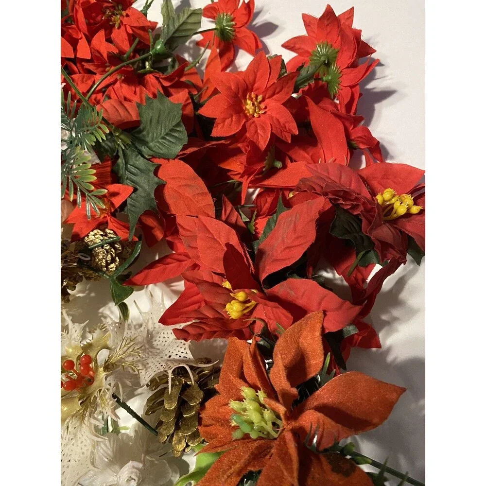 Vintage Christmas Lot Candle Wreath Ring Holly Berries Evergreen Crafting Decor